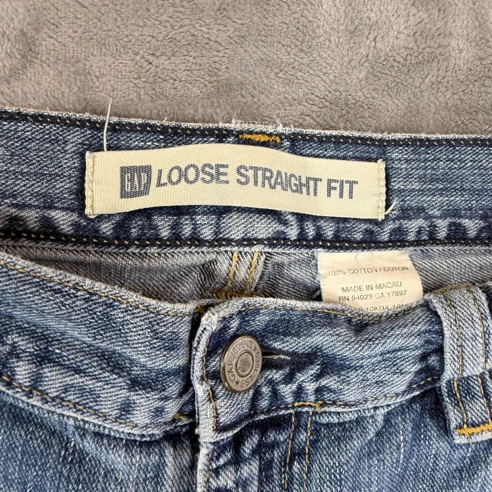 Vintage‎ GAP Loose Straight Fit Jeans Men's Size 34x30 Blue Distressed Denim